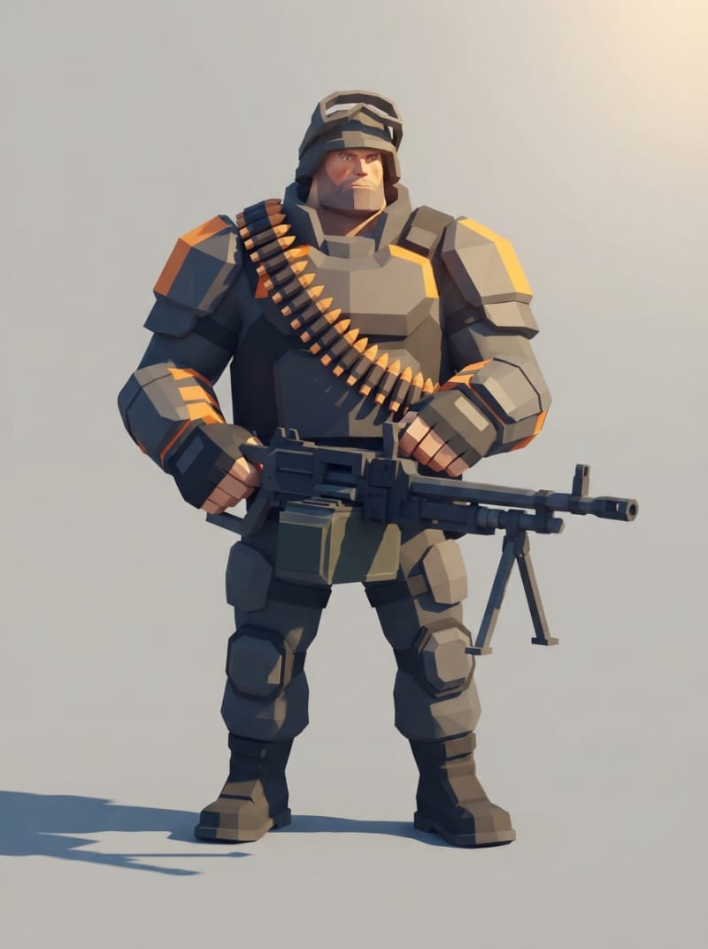 Armored heavy gunner