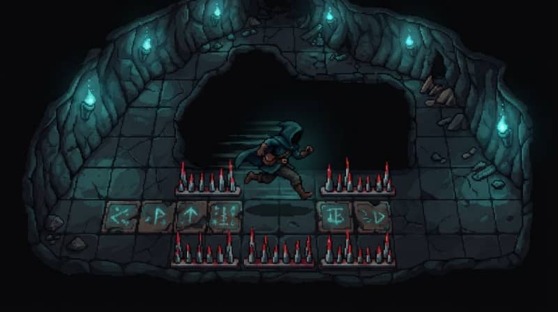 Dodge traps through tight corridors