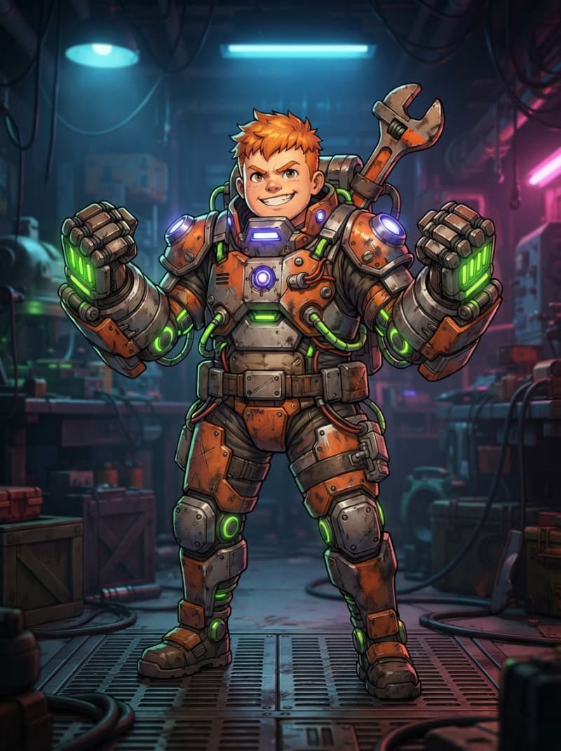 A heavy armored mechanic brawler