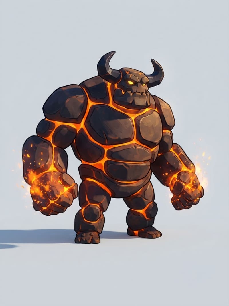 A lava-armored golem
