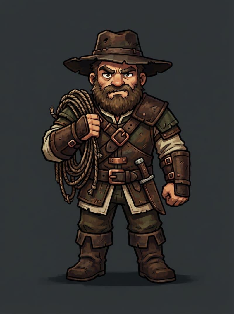 A grizzled human trapper