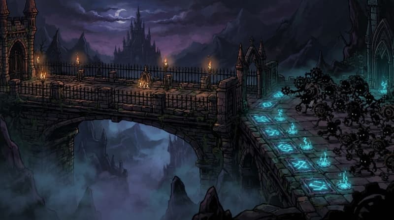 Deploy towers across the cursed bridge