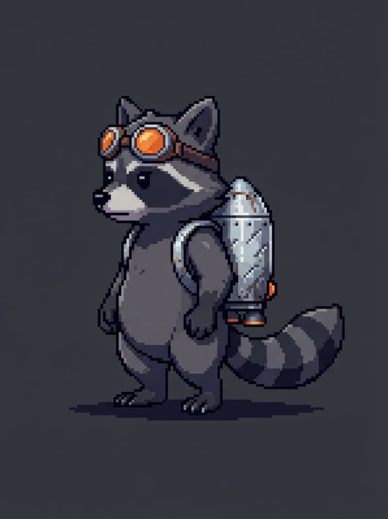 A rocket-pack raccoon