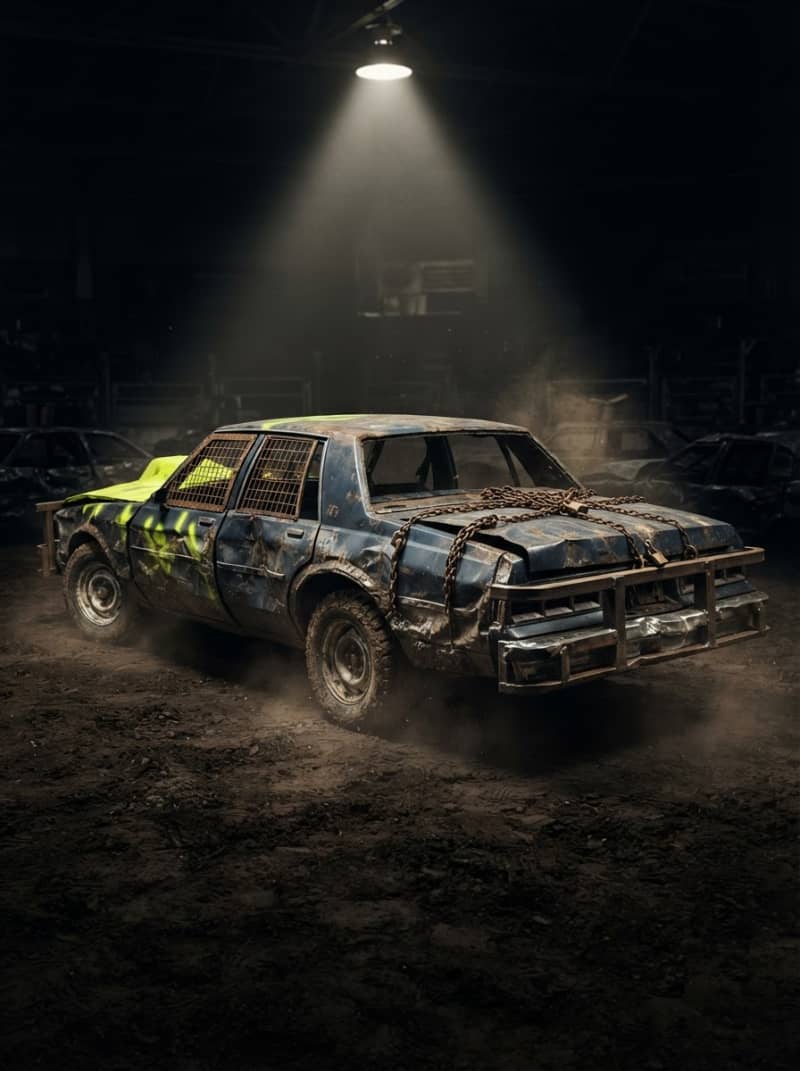 Armored demolition derby sedan