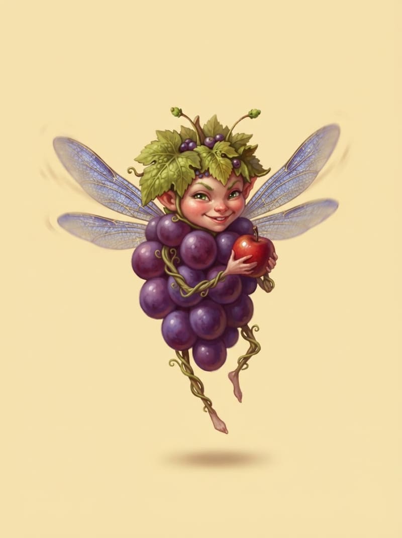A tiny mischievous fruit sprite