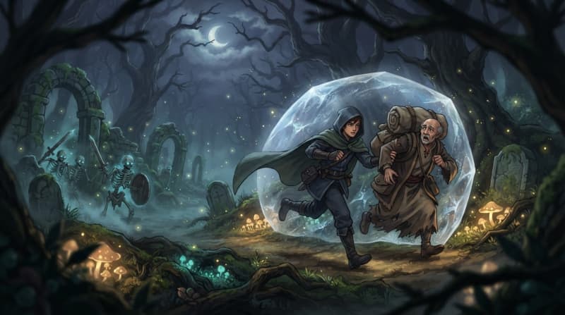 Shield a traveler to safety