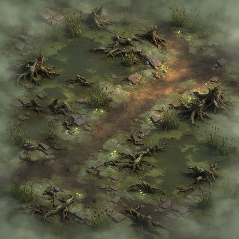 Swamp Terrain Tile - Murky Grey-Green (Seamless)