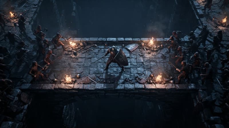 Hold a crumbling bridge against waves