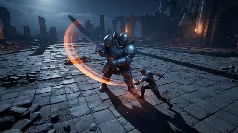 Duel a giant armored knight
