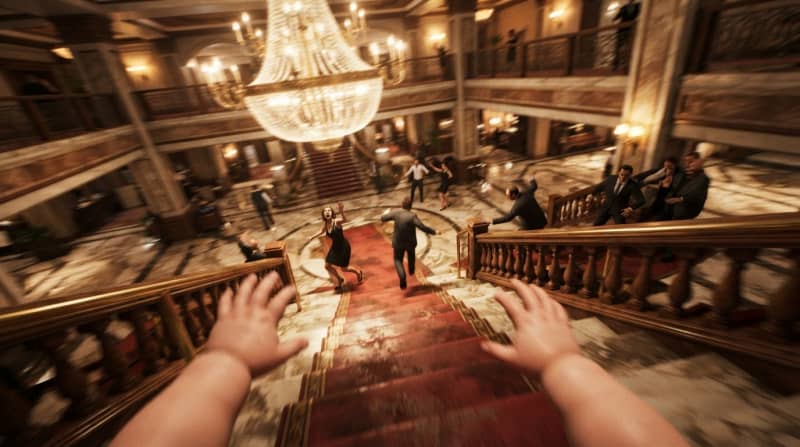 Tumble down a grand staircase