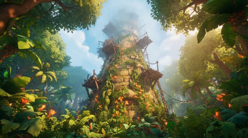 Ancient stone jungle tower