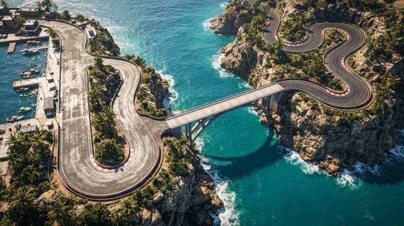 Coastal bridge and cliff road