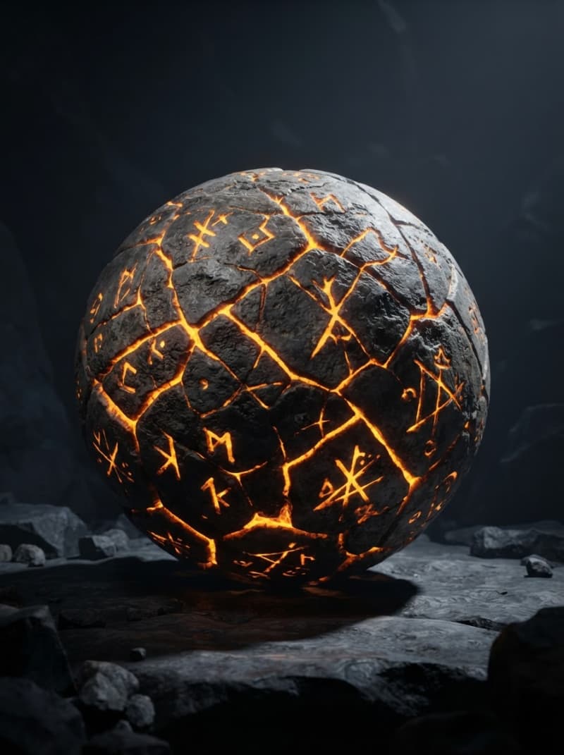 A cracked ancient stone orb