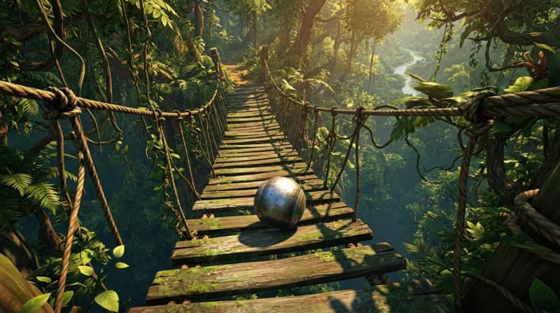 A rope bridge over jungle