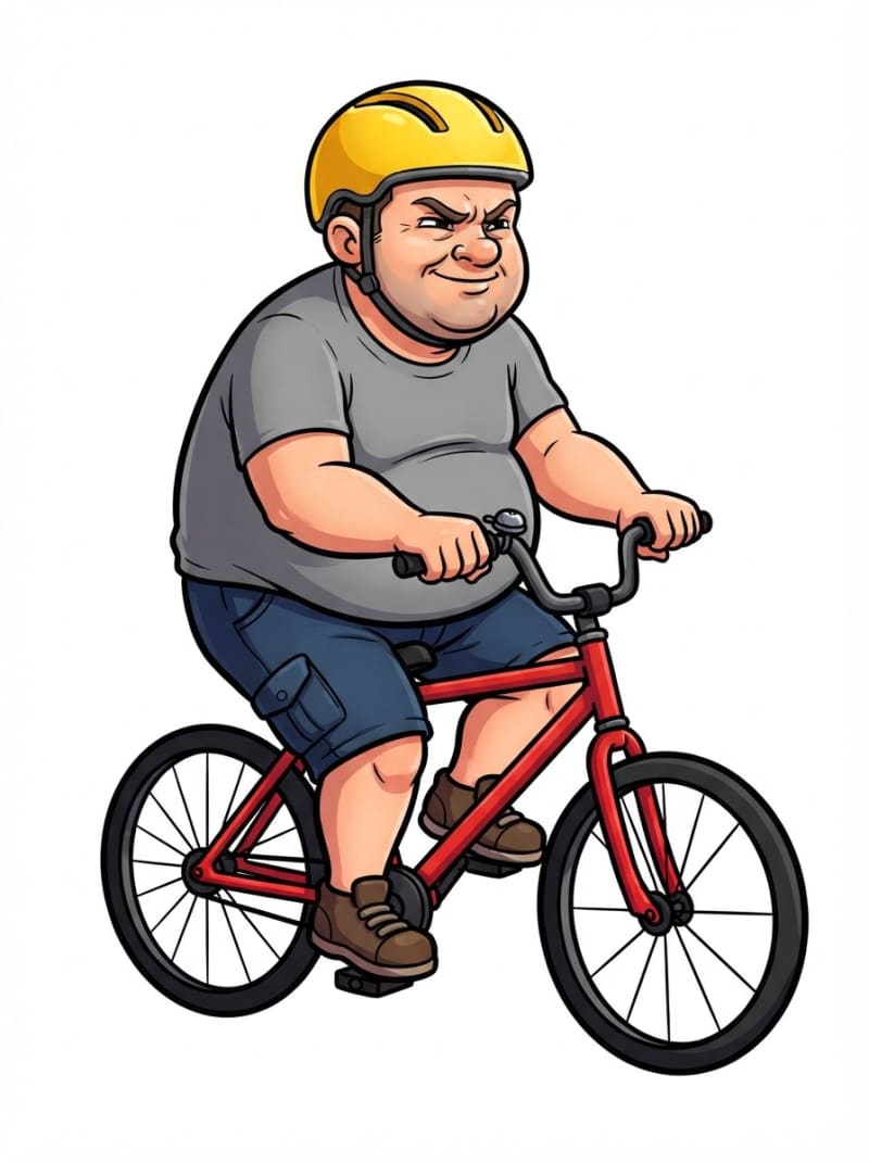 Helmet Dad on bicycle