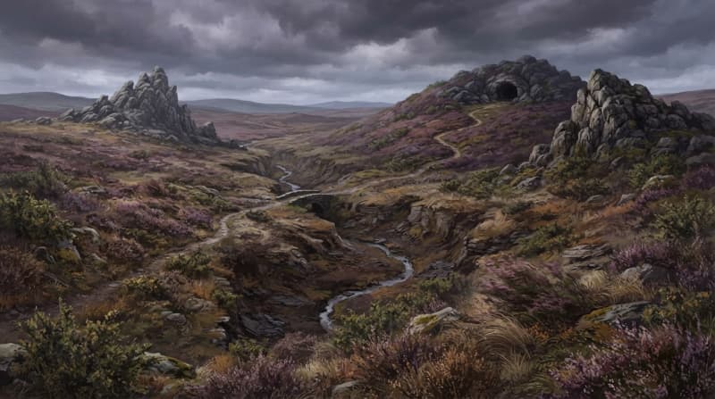 A rocky moorland hillside