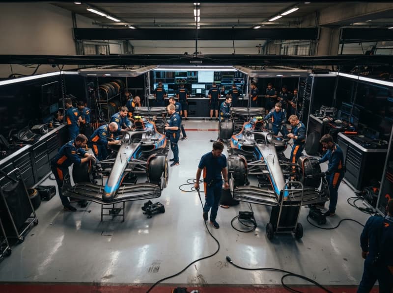 Team garage & pit wall