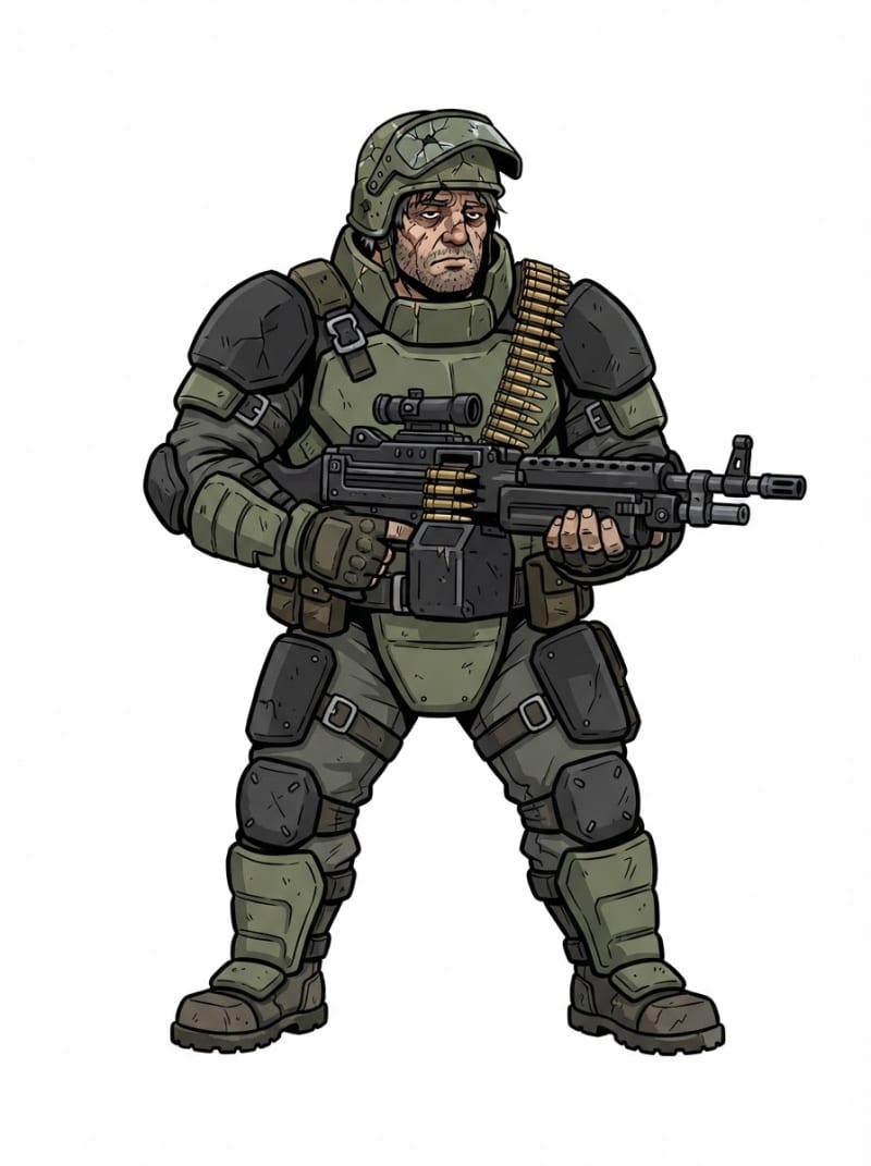 The armored heavy gunner