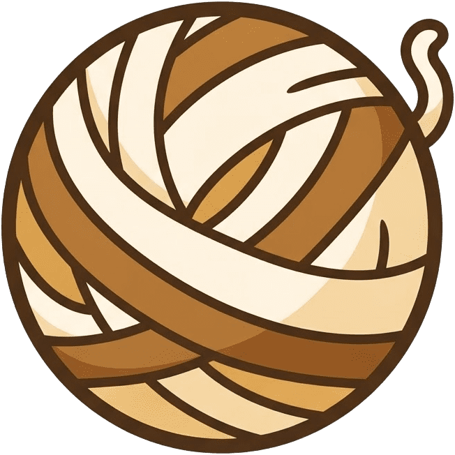 Image: One round ball of golden cream yarn, several broad