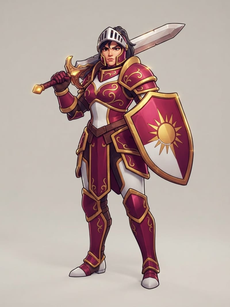 Armored female knight captain
