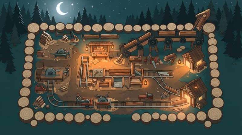The night forest sawmill