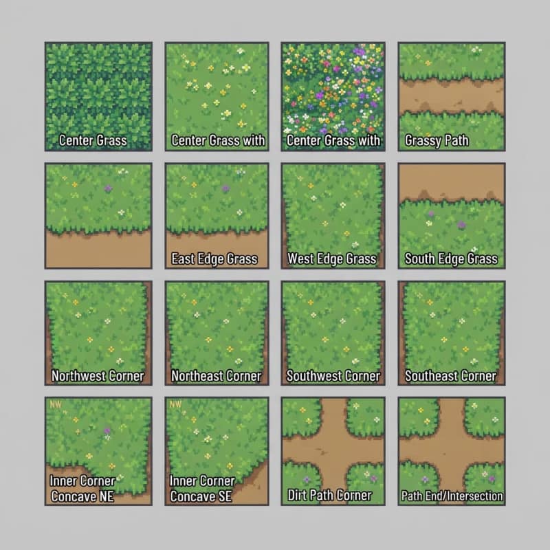 A game tileset sheet of Grass