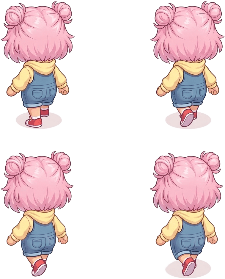 Image: BACK VIEW walk cycle: the exact chibi character se