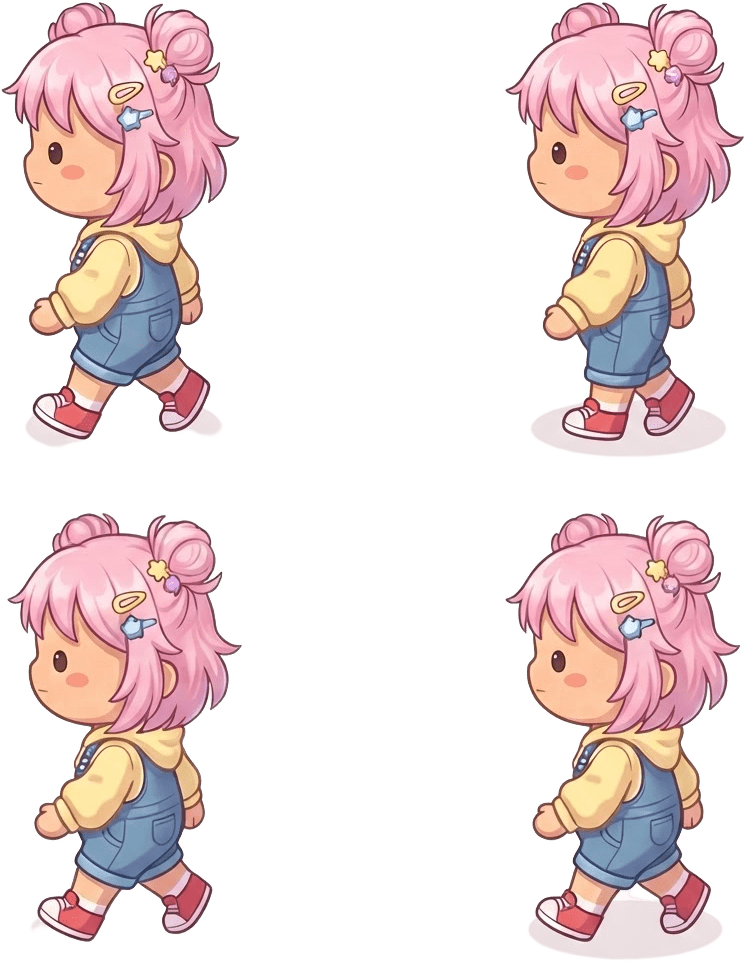 Image: SIDE VIEW walk cycle: the exact chibi character fr