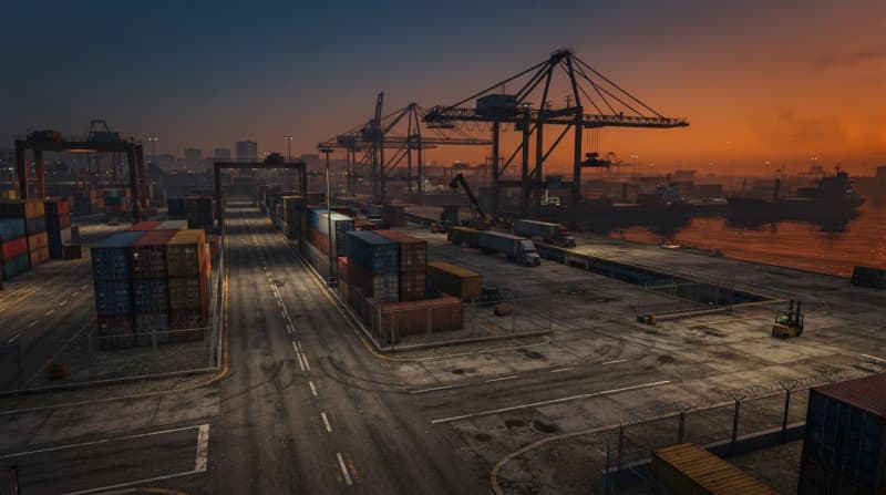 Industrial waterfront and port