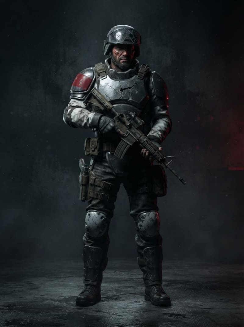 The scarred industrial soldier