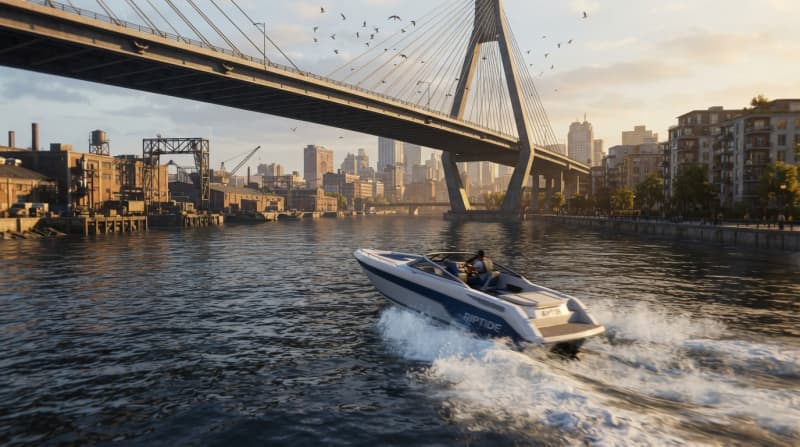 Pilot a boat under the bridges