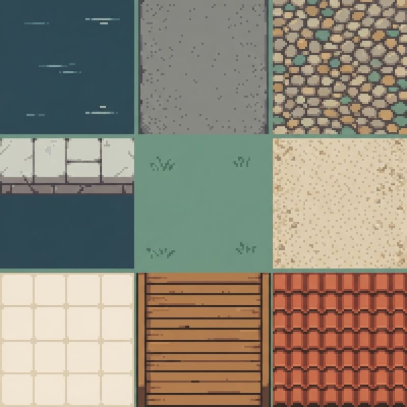 Image: GBA Pokemon FireRed style pixel art tileset, top-d