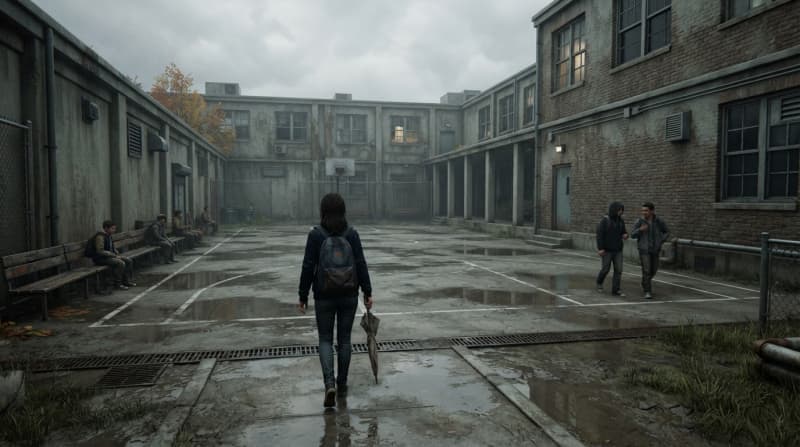 Outdoor school courtyard