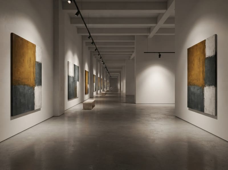 The gallery date — white walls and a corridor that keeps going