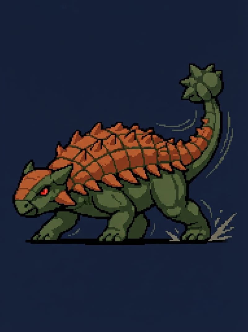 A bulky armored ankylosaurus