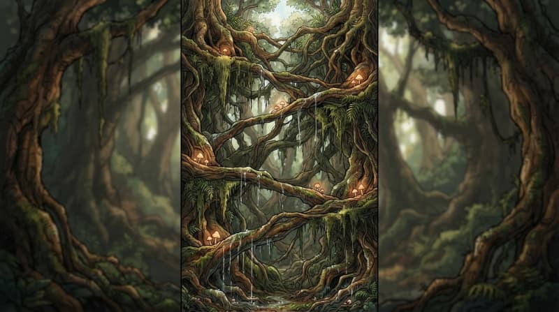 Climb towering root walls