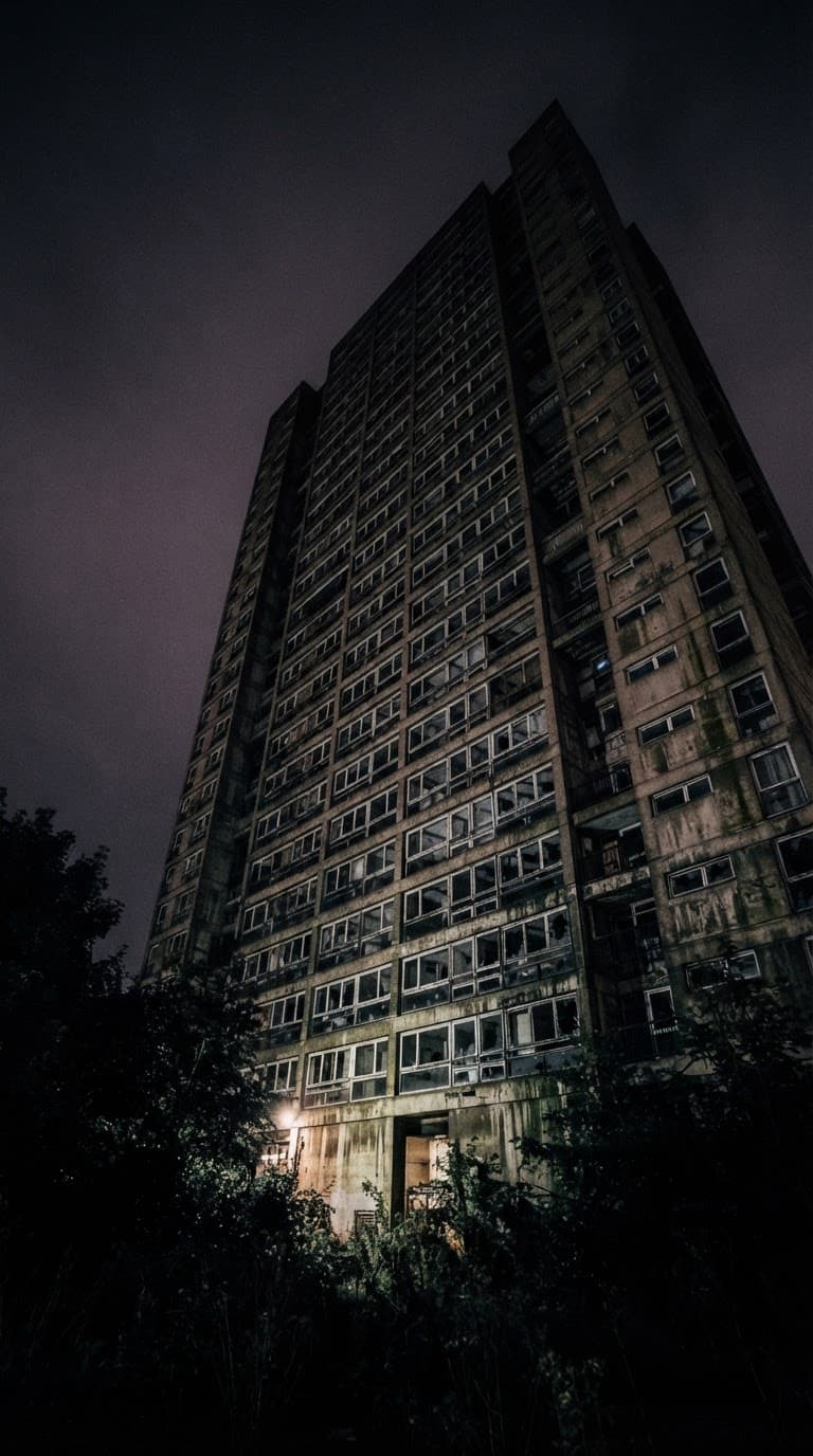 Abandoned concrete tower (low angle)