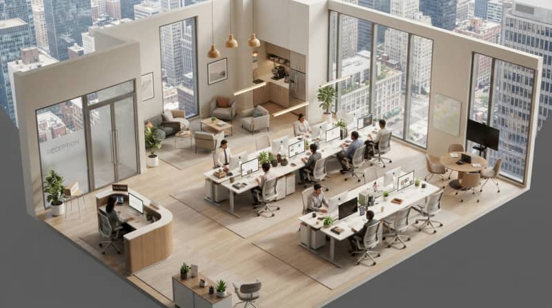 Downtown business district office