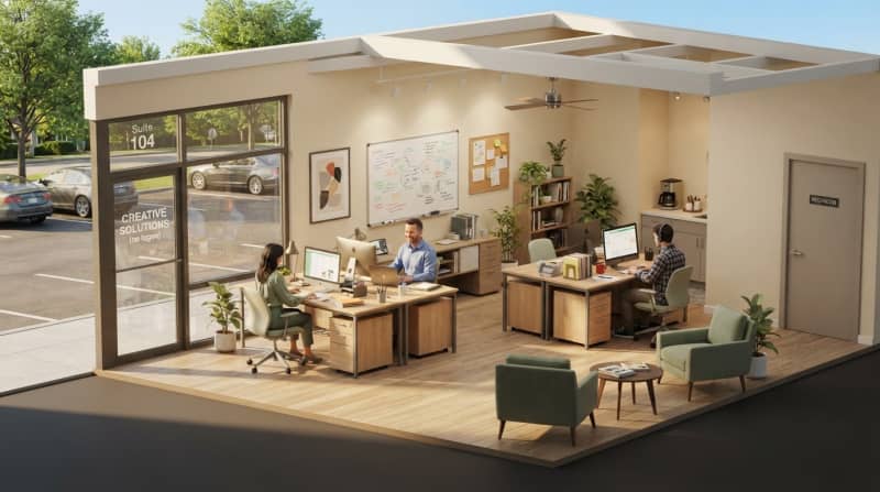 Quiet suburban strip mall office