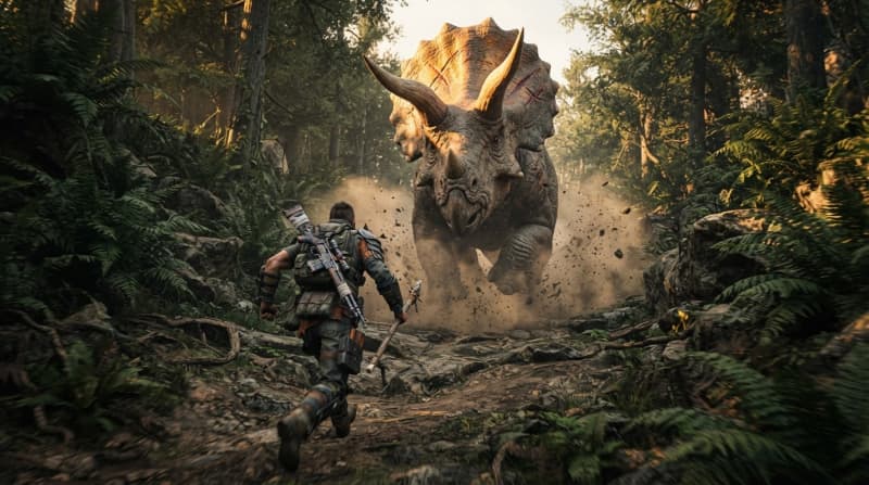 Hunt a rampaging Triceratops