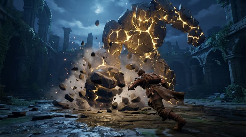 Battle a Stone Colossus