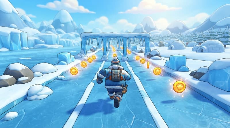 Frozen arctic ice road