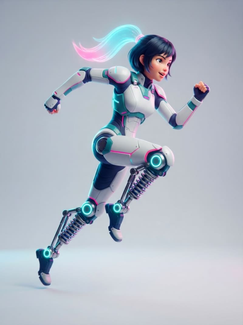 Chica robot corredora
