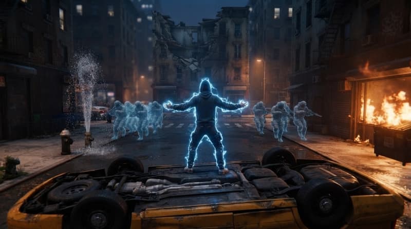 Hold a block against waves — street-level command