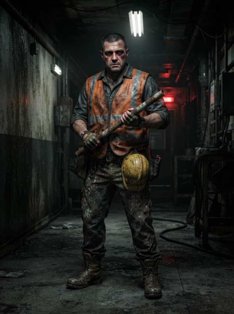 A lone warehouse worker
