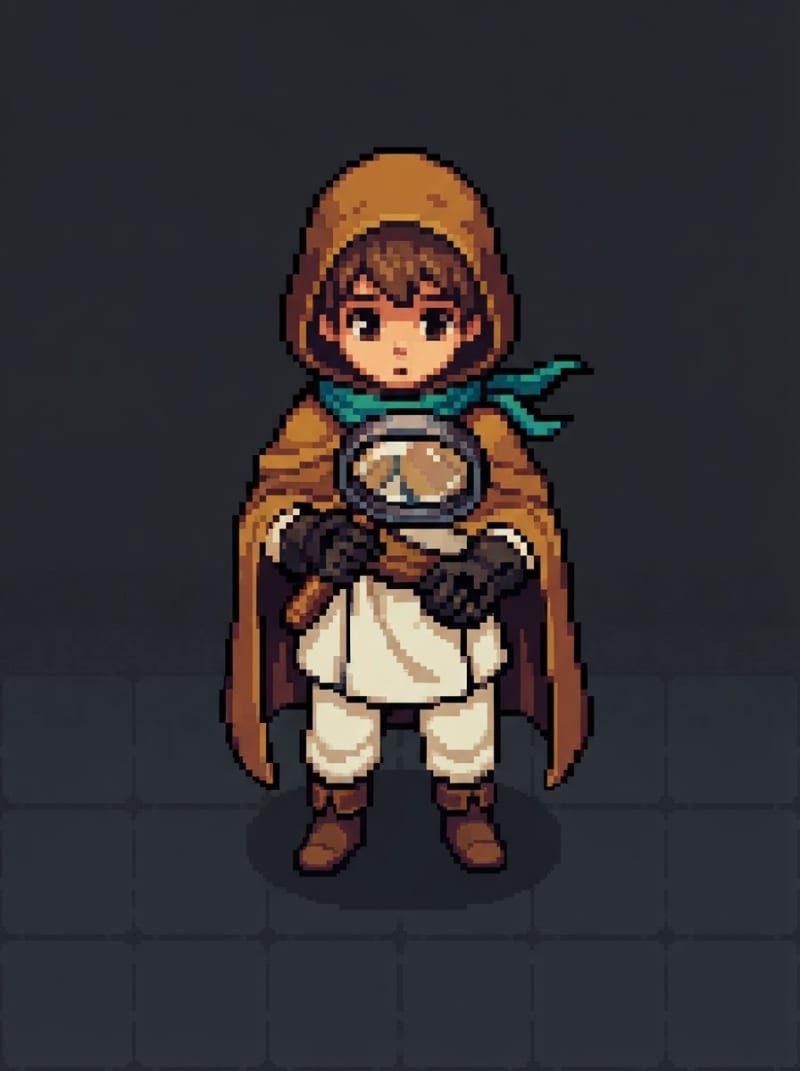 A robed young cartographer