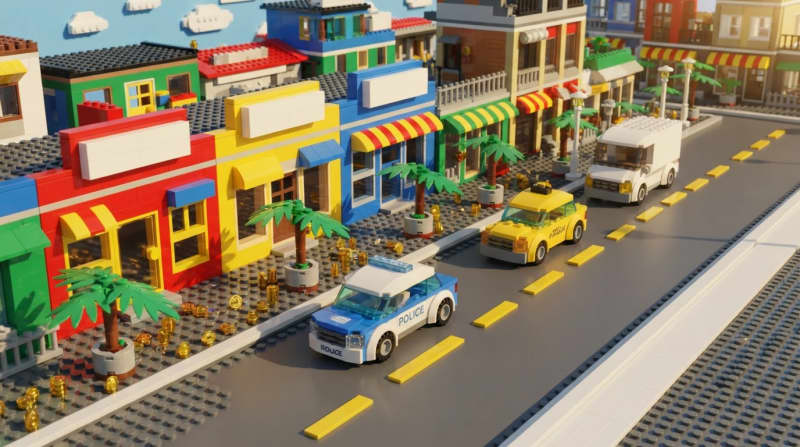 Busy Lego city street