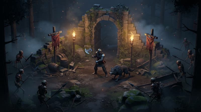 Defend the torch-lit village