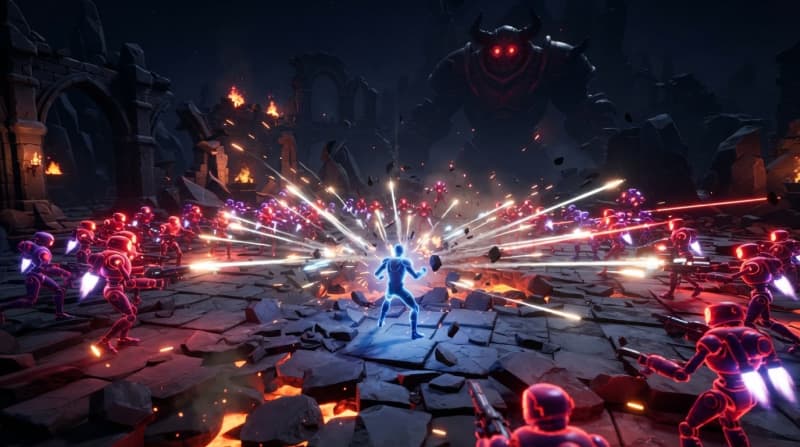 Survive endless waves of robots