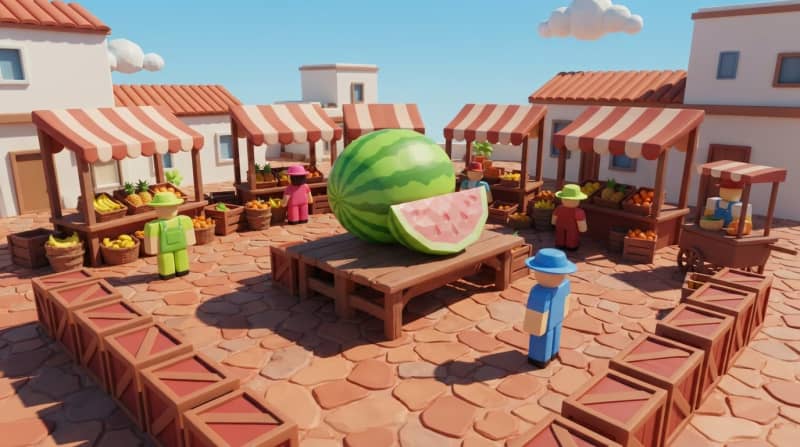 Sunny outdoor market stall